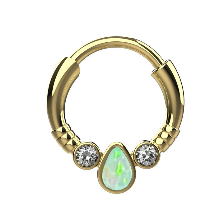Opal Gold Septum Ring Clicker – Dainty  Nose Piercing Jewelry for Women