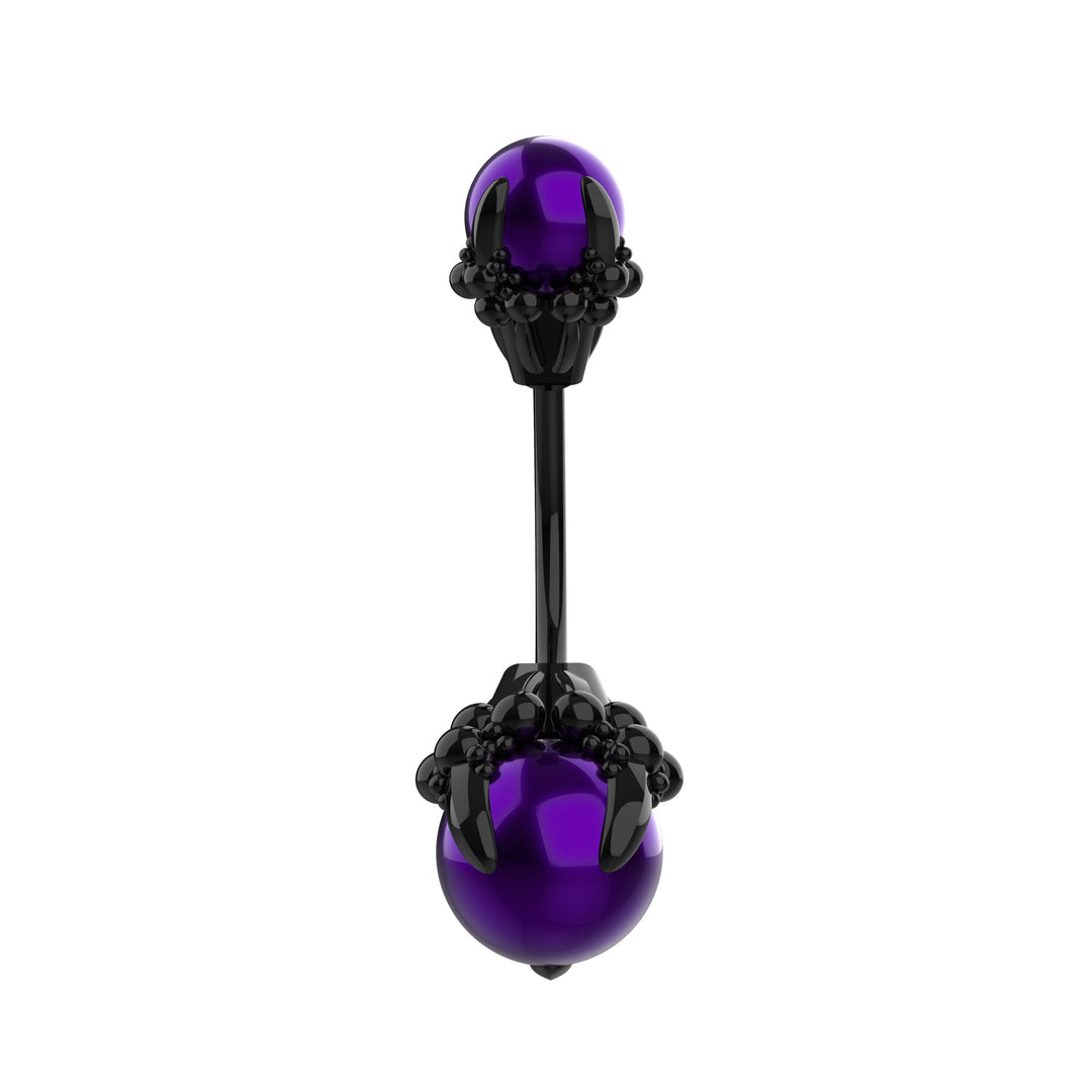 Curved Barbell & Black Belly Ring – Floating Navel Jewelry