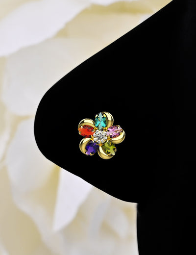 small flower gold nose ring stud
