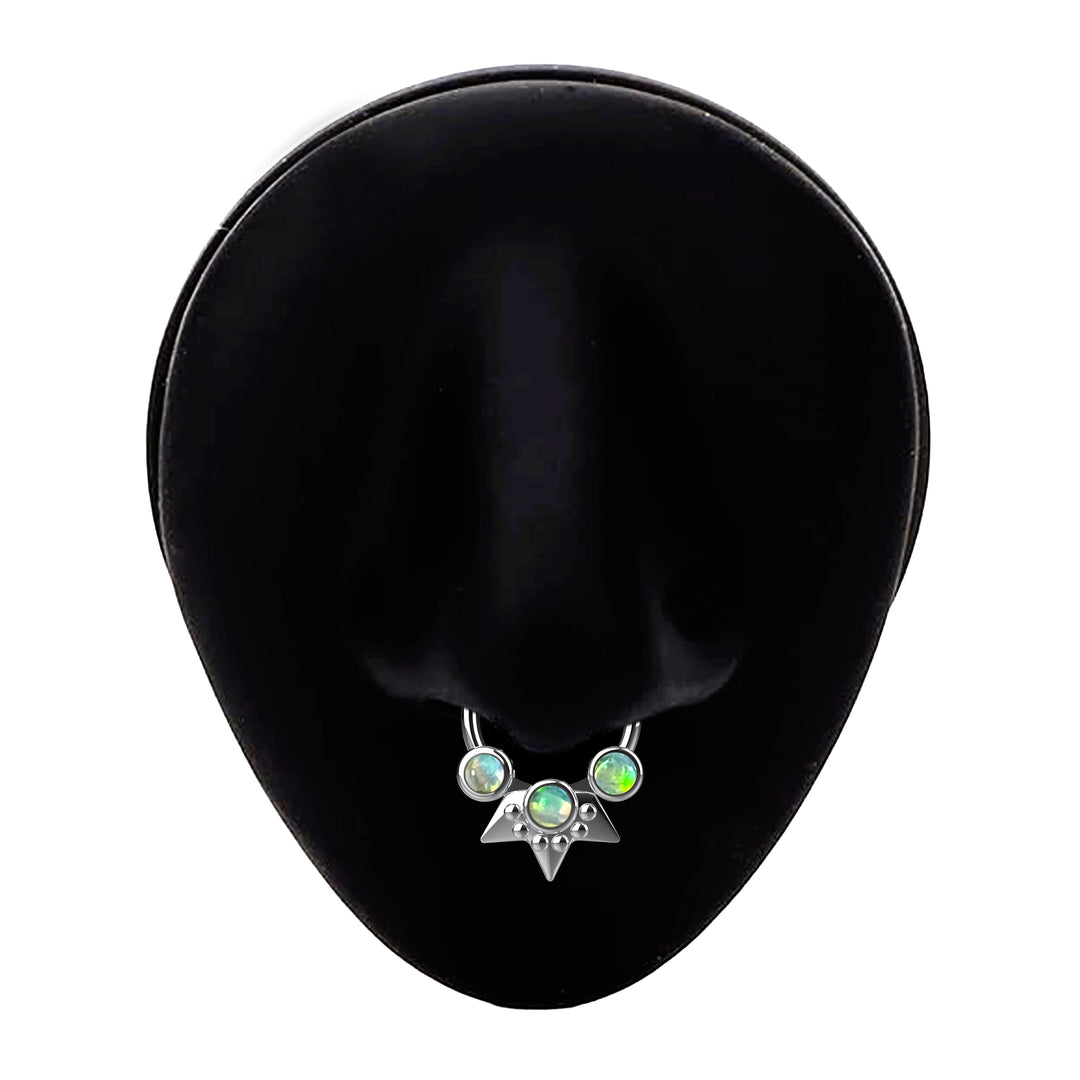 Opal Nose Piercing Ring Jewelry for Women - Dainty Septum Ring Clicker 