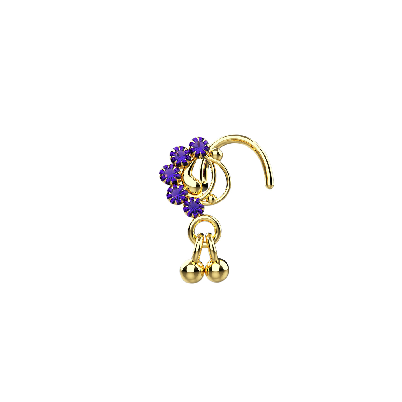 Twisted Wire Gold Plated Dangle Nose Stud