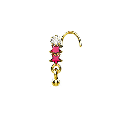 hot pink sapphire nose ring gold