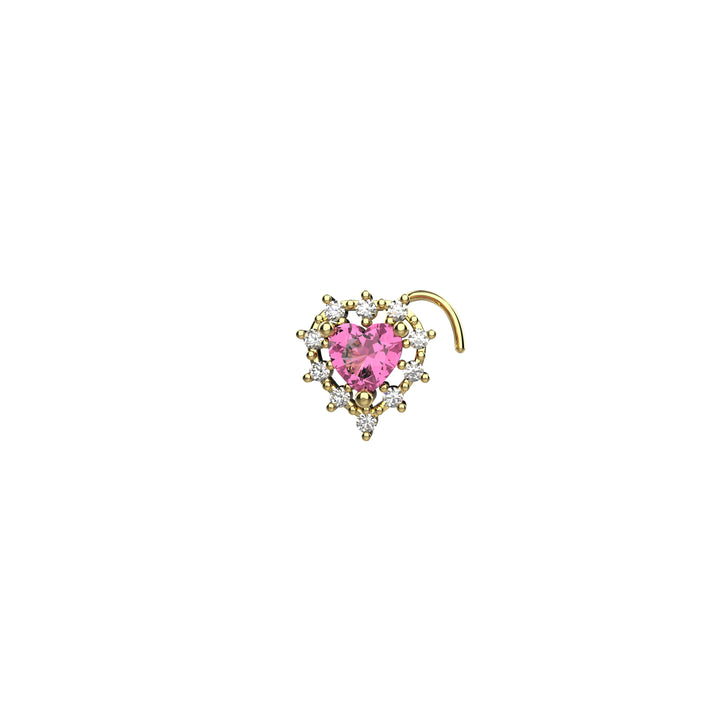 pink stone heart nose rings