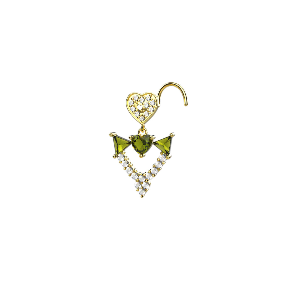The Ethnic Jewels CZ nose stud shown in yellow gold, silver, rose gold, and black plating finishes.