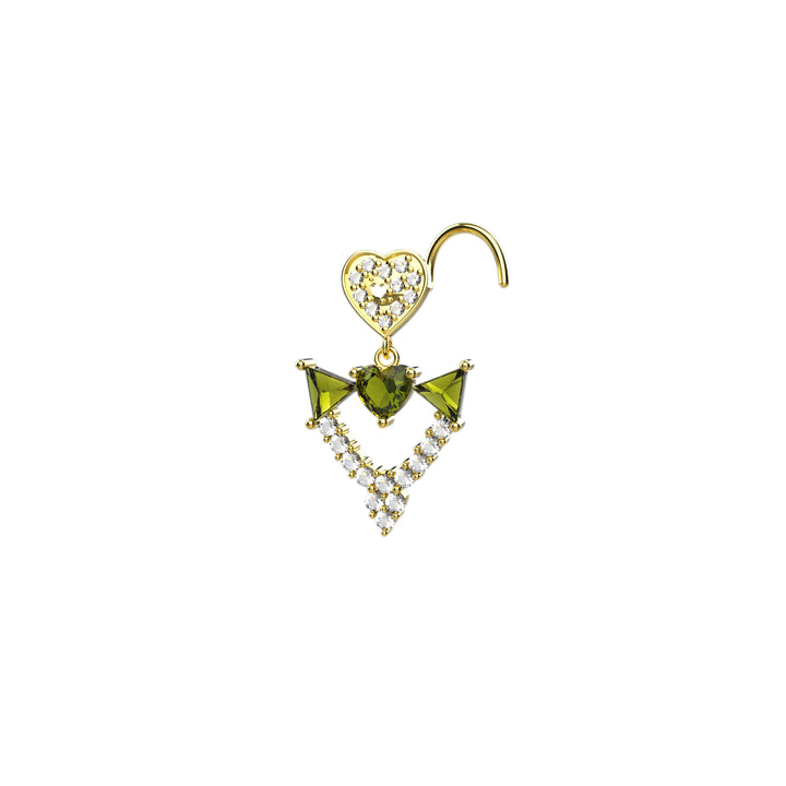 The Ethnic Jewels CZ nose stud shown in yellow gold, silver, rose gold, and black plating finishes.
