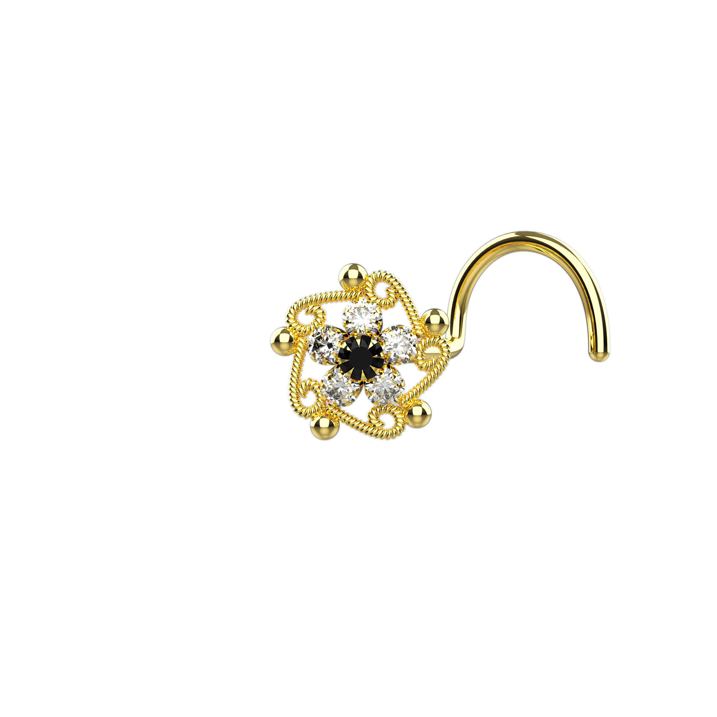 Gold Plated CZ Paved Indian Nose Ring
