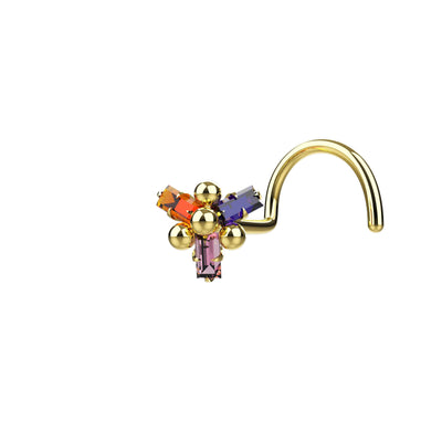 Rainbow gold nose rings