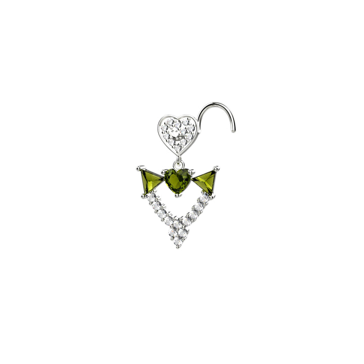 Close-up detail of the sparkling Cubic Zirconia stone set in the 925 sterling silver nose stud.