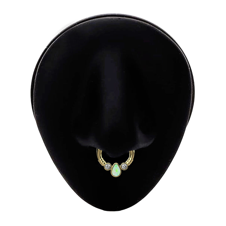 women septum ring opal gold - stylish opal nose jewelry
