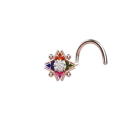 Colorful nose studs rose gold 