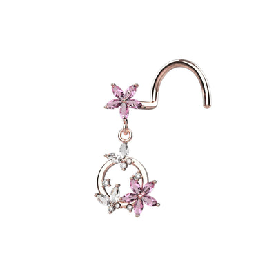 Fluttering Butterfly Dangle Nose Ring
