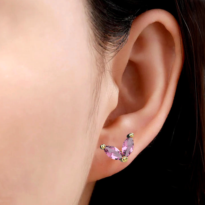 Elegant ruby pink earrings – minimalist studs