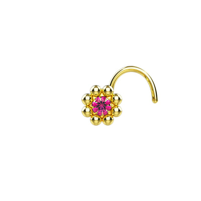 ruby red gems gold nose stud