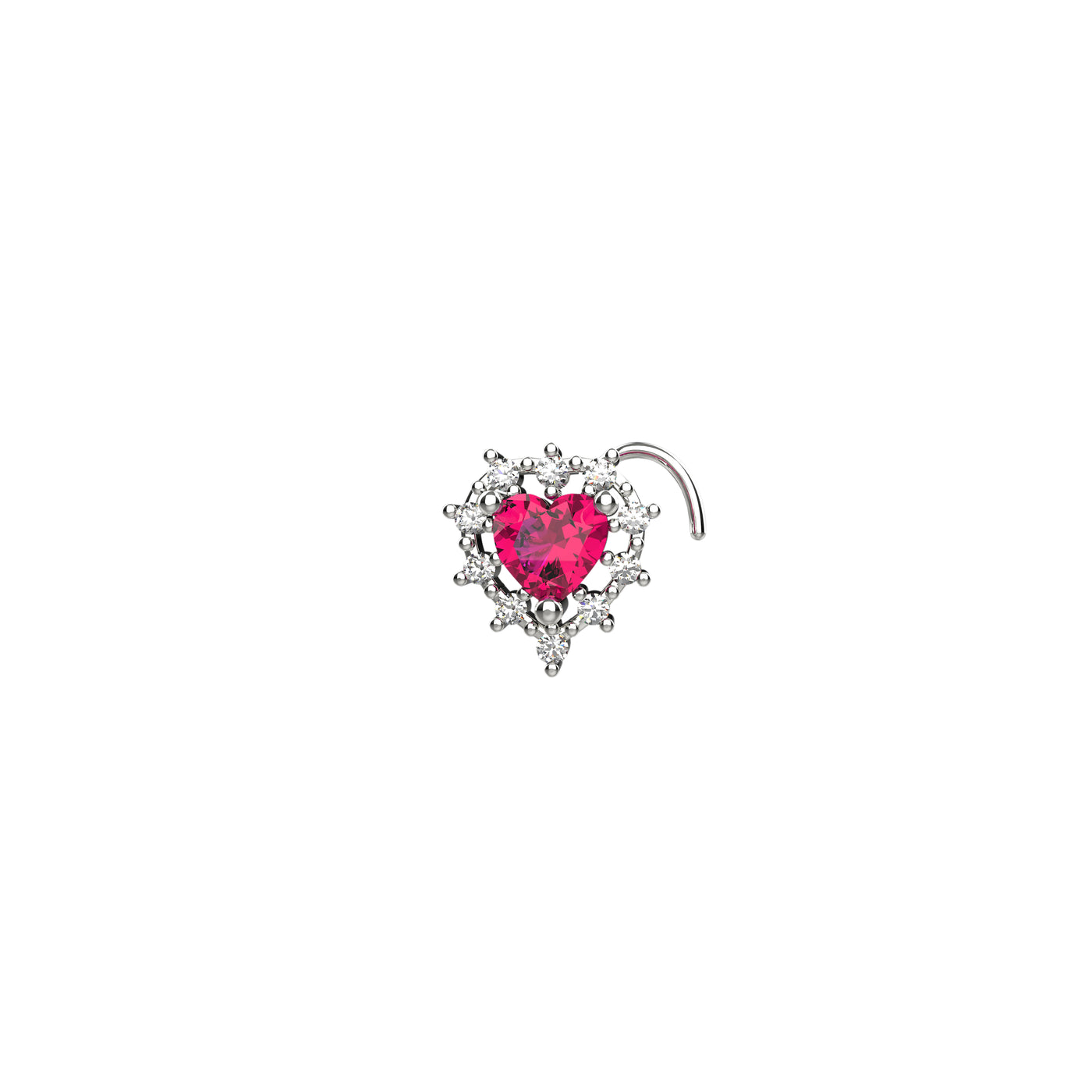 Halo Heart Ruby Nose Pin