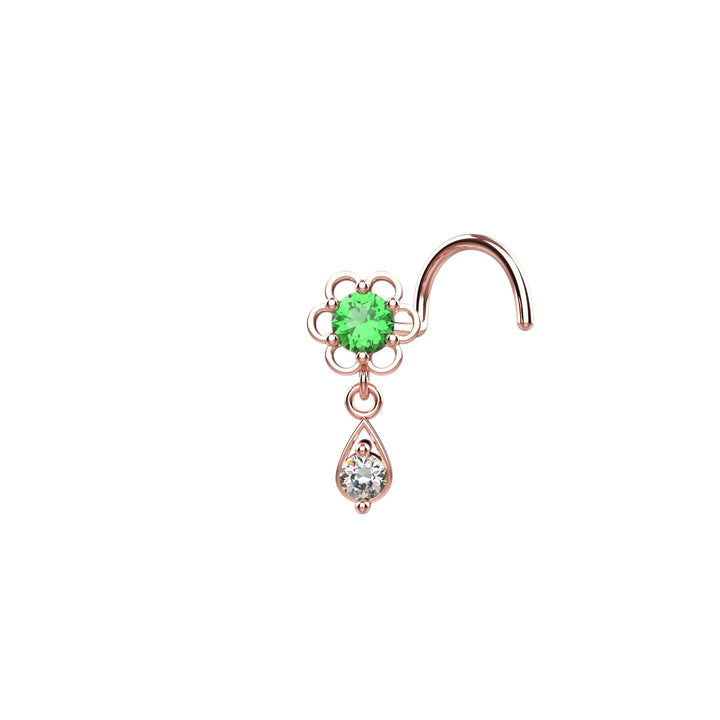 14k gold nose piercing jewelry for women - hanging nose stud gold design