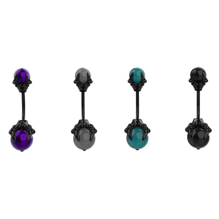 Curved barbell jewelry – black belly ring for floating navel piercing