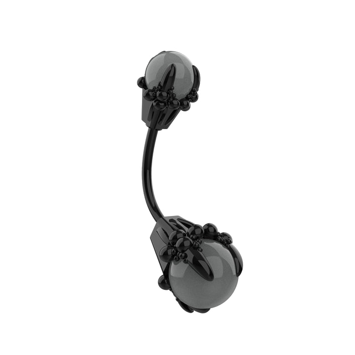 Black curved barbell navel ring for women - Floating piercing with black belly ring