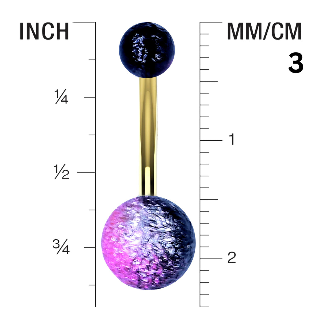 Crackle Ball Belly Ring | Gold Tone Textured Navel Jewelry | The Ethnic Jewels
