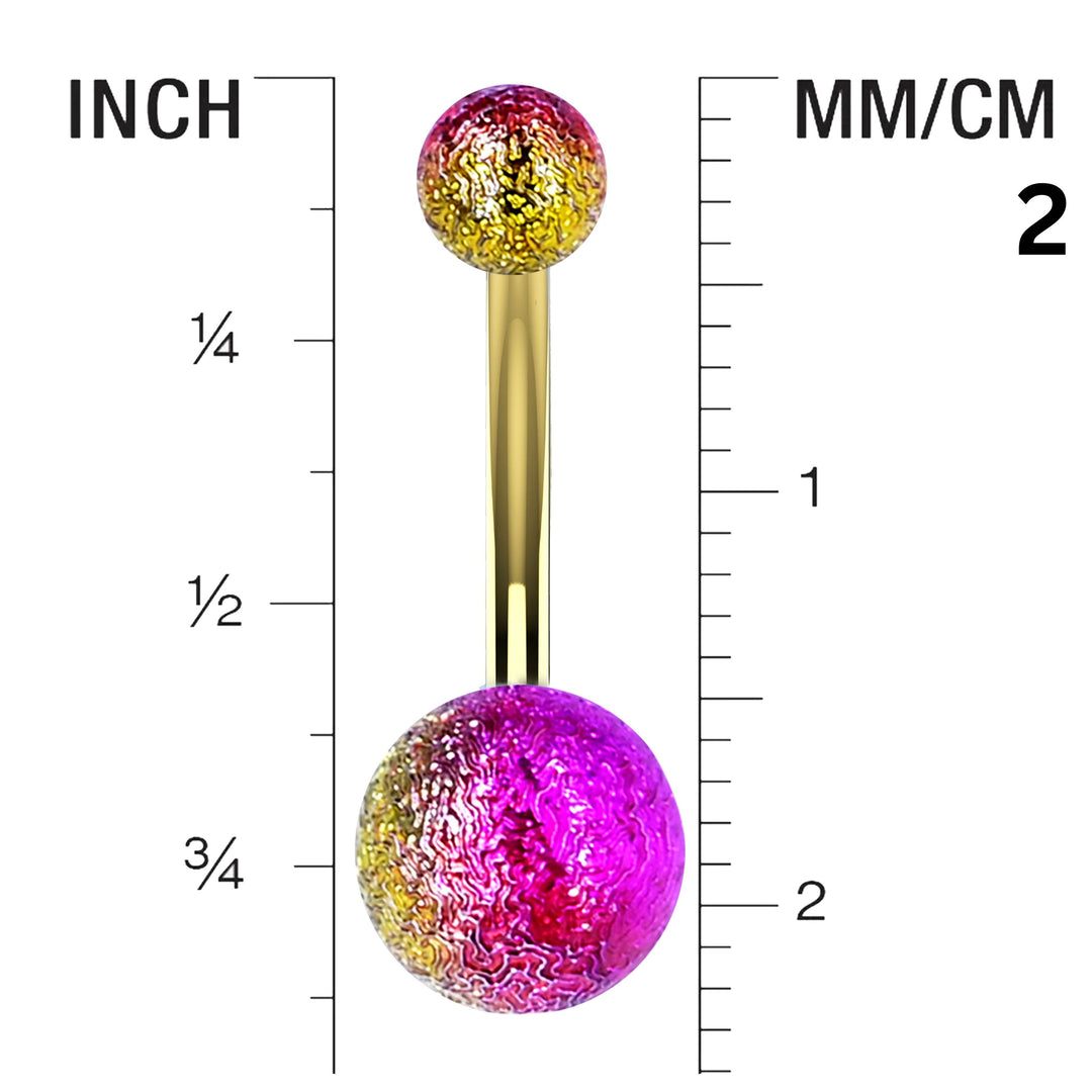 Crackle Ball Belly Ring | Gold Tone Textured Navel Jewelry | The Ethnic Jewels