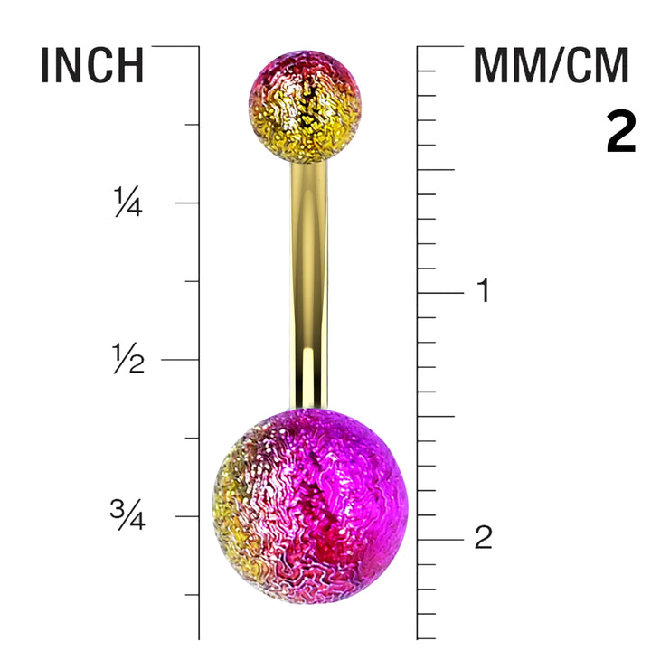 Crackle Ball Belly Ring | Gold Tone Textured Navel Jewelry | The Ethnic Jewels