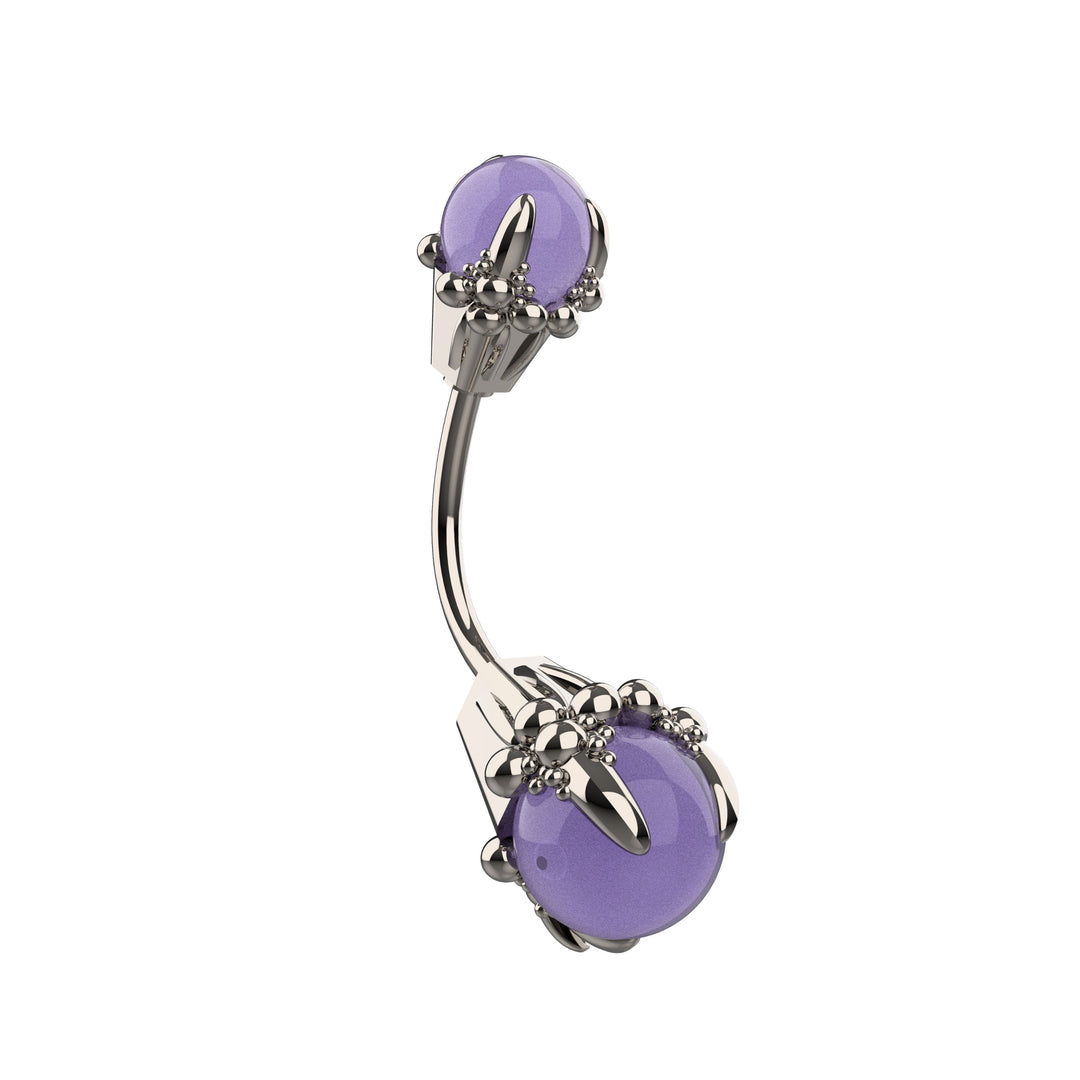 Floating navel ring with small CZ stone