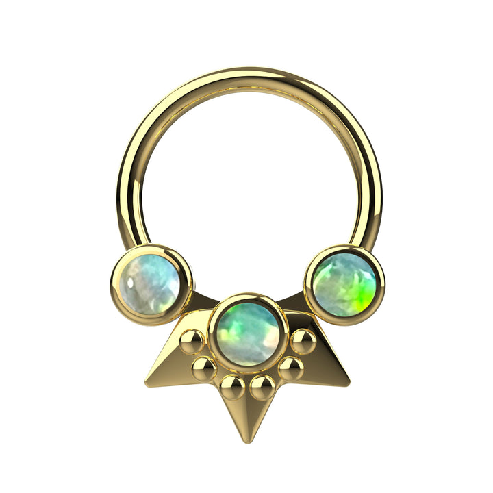 Opal Septum Ring Clicker | Gold Nose Piercing Jewelry for Women