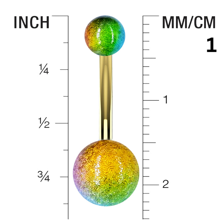 Crackle Ball Belly Ring | Gold Tone Textured Navel Jewelry | The Ethnic Jewels