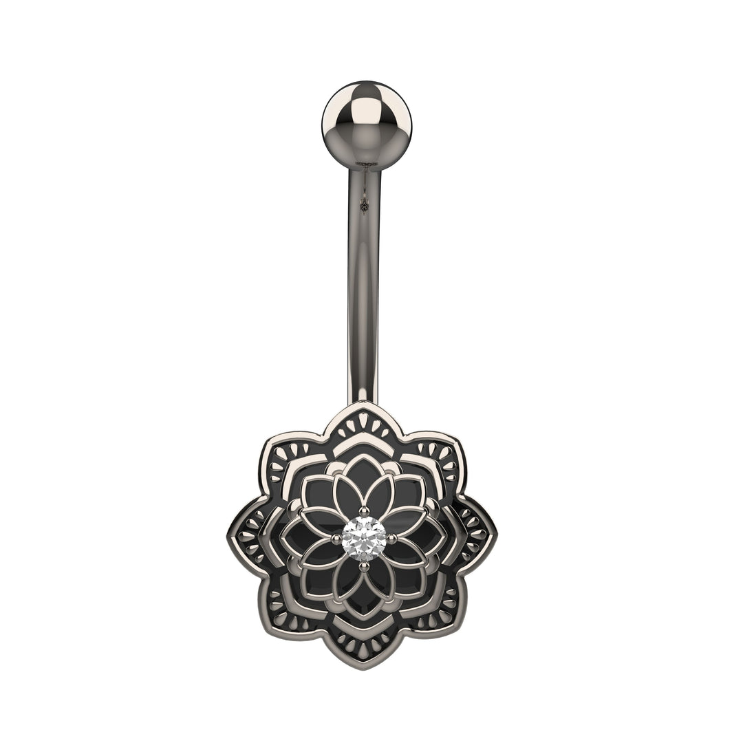 Silver & gold belly ring piercing - oxidised belly button jewelry