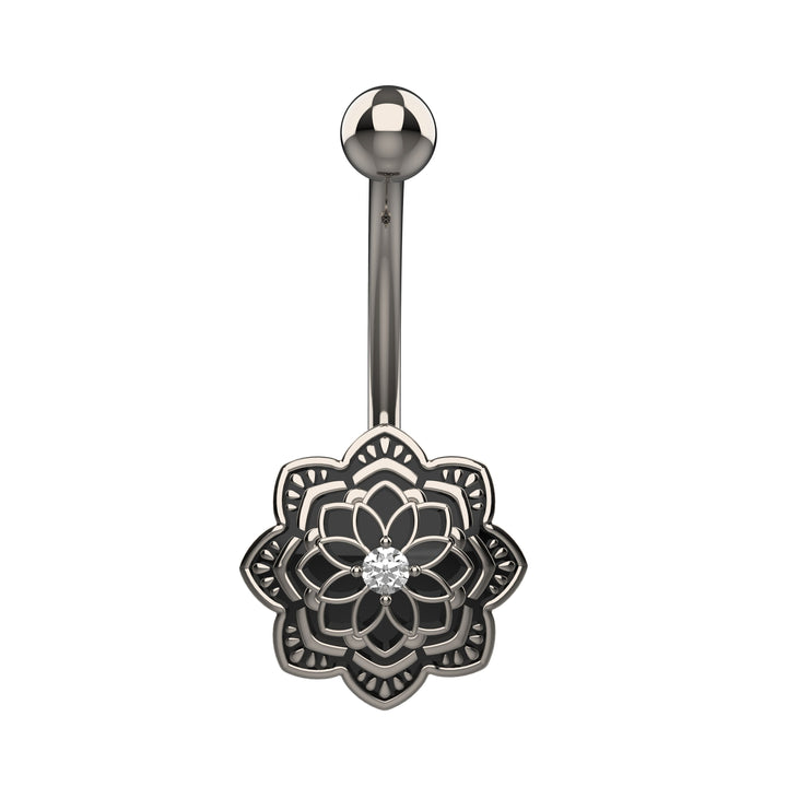 Silver & gold belly ring piercing - oxidised belly button jewelry