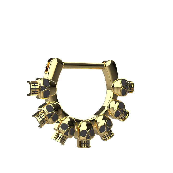 Skull Septum Ring Gold Hoop | Gothic Nose Piercing Jewelry