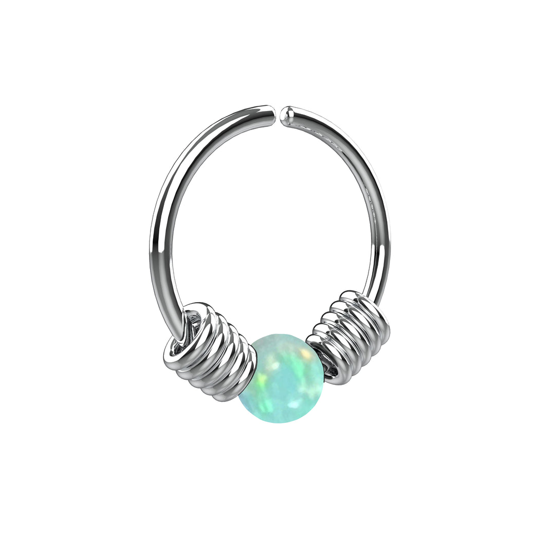 Silver Opal Nose Hoop Ring | Nose Piercing Jewelry for Women