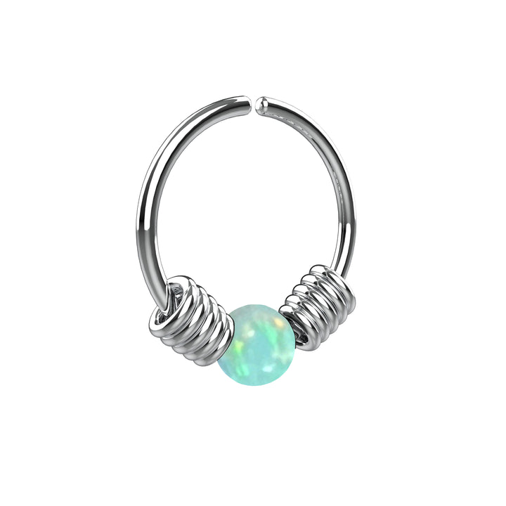 Silver Opal Nose Hoop Ring | Nose Piercing Jewelry for Women