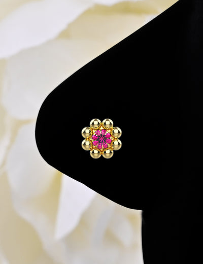 hot pink sapphire ethnic nose ring