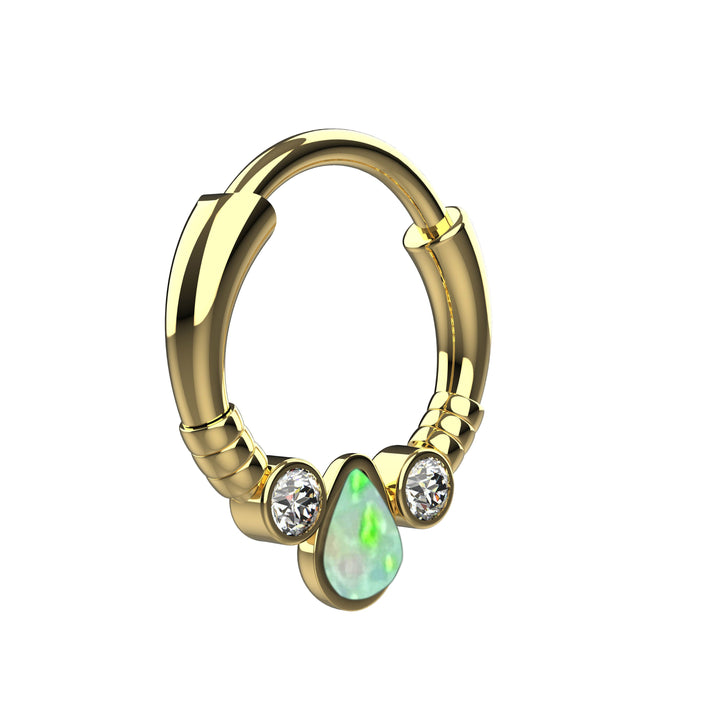 dainty opal septum ring for women - gold septum ring with opal stone
