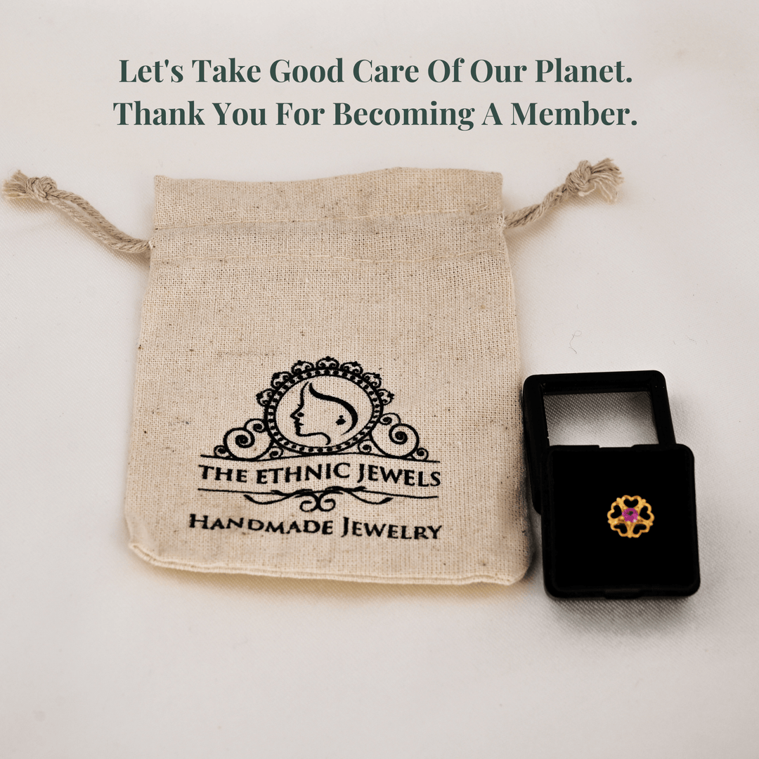 Jute pouch with jewelry packaging box.