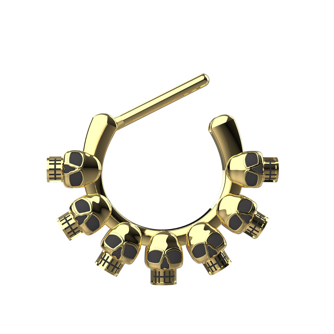 Skull Septum Ring Gold Hoop – Nostril Piercing Jewelry, Gothic Tribal Nose Rings