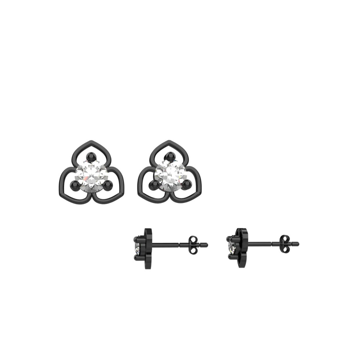 Black  Flower Stud Earrings – Dainty Minimalist Earring Jewelry