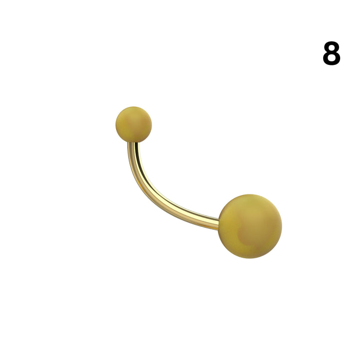 Ball belly ring front view showing smooth top and bottom balls