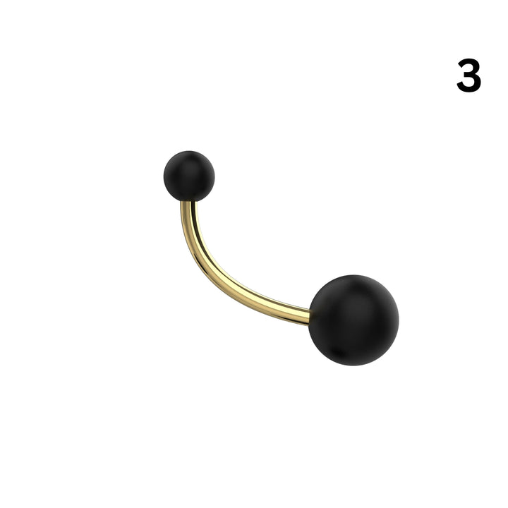 Ball belly ring front view showing smooth top and bottom balls