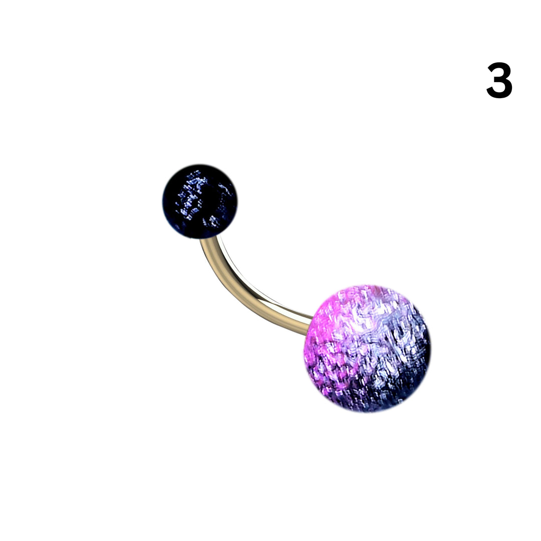 Crackle Ball Belly Ring | Gold Tone Textured Navel Jewelry | The Ethnic Jewels