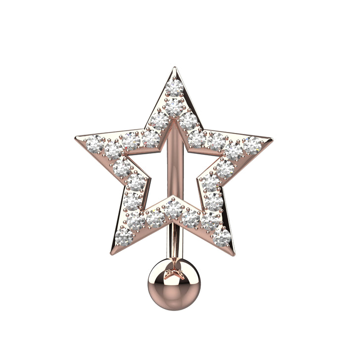 Gold belly ring with star – stylish reverse fit