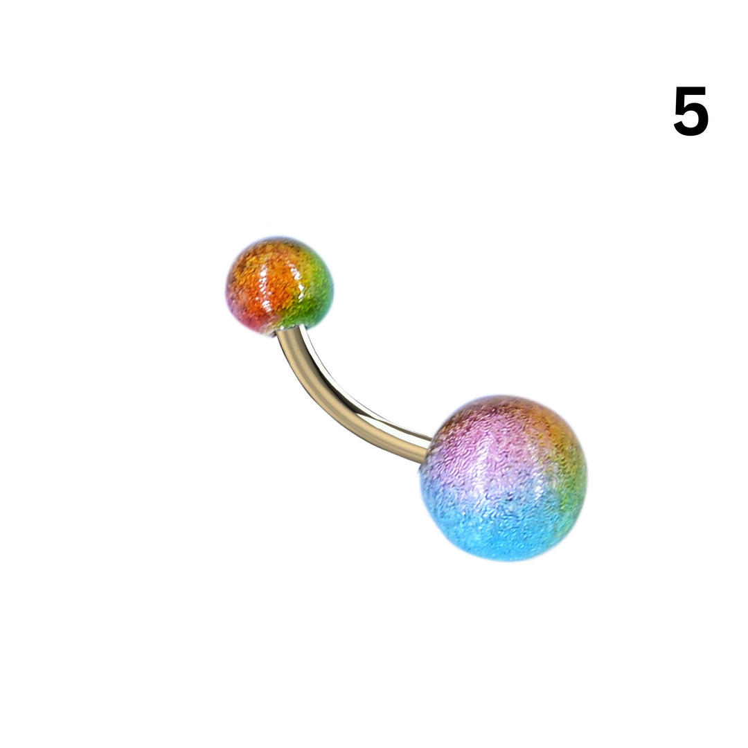 Crackle Ball Belly Ring | Gold Tone Textured Navel Jewelry | The Ethnic Jewels