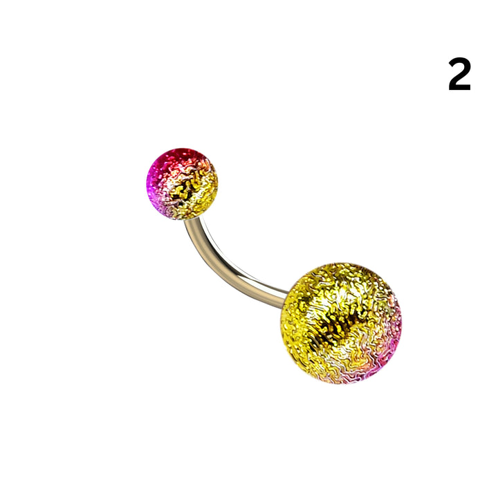 Crackle Ball Belly Ring | Gold Tone Textured Navel Jewelry | The Ethnic Jewels