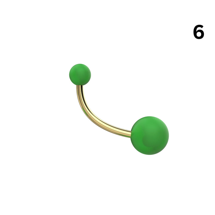Close-up of ball belly ring showing matte finish and screw-on ball closure