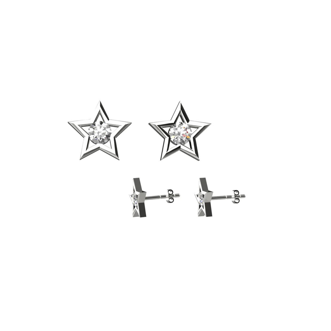 Tiny star earrings – silver stud earrings for women