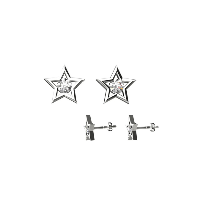 Tiny star earrings – silver stud earrings for women