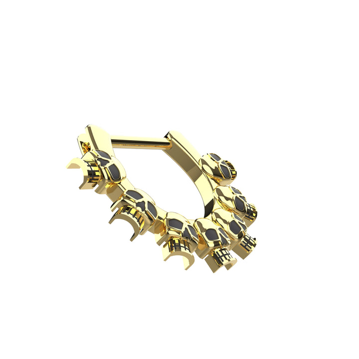 edgy nose ring skull design - gold hoop septum ring for women