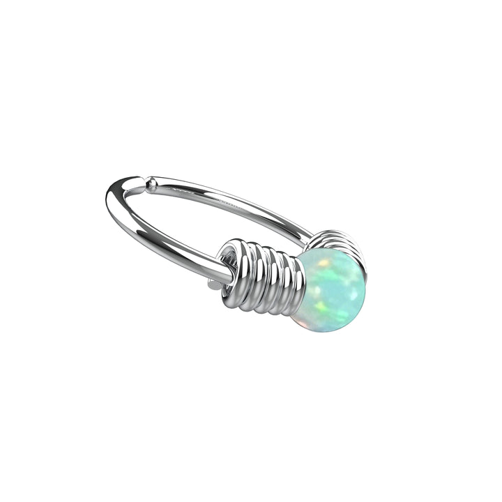 minimal opal nose jewelry - elegant nose hoop opal design