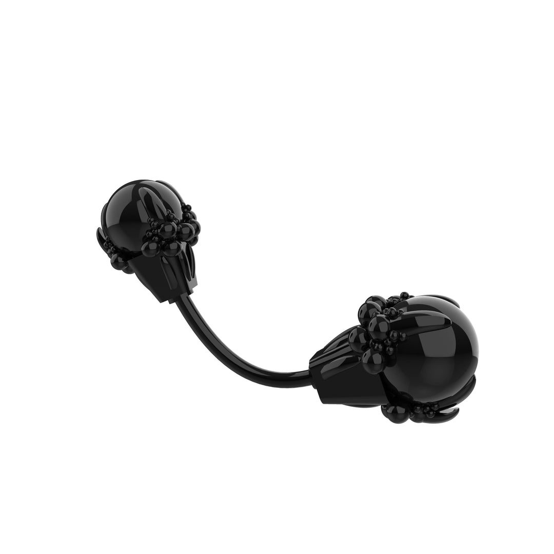 Black navel ring for belly button piercing - Stylish curved barbell floating belly ring