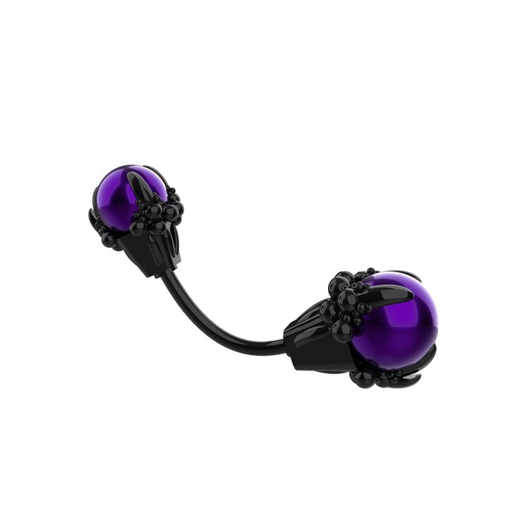 Unique curved barbell belly piercing - Dainty black floating navel ring